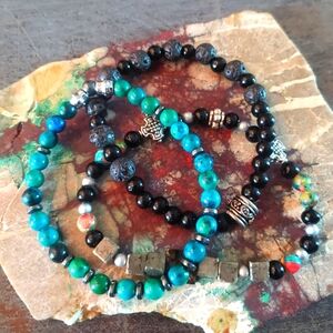 3 Custom Made Mala Bead Bracelets